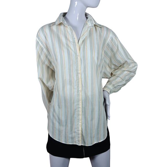 Vintage William Stuart NY Button Down Shirt Size Medium White Beige and Blue - Picture 2 of 7